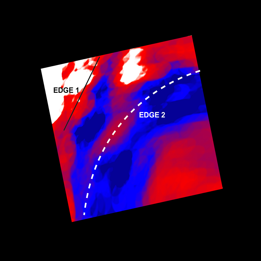 Map of temperature gradients in Perseus Cluster wave