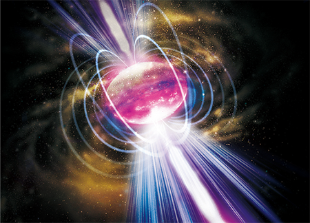 Artist's impression of a magnetar as the aftermath of a binary neutron-star merger
